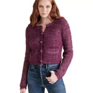 NWT Steve Madden Women's Maribelle Cardigan Aubergine Size Small